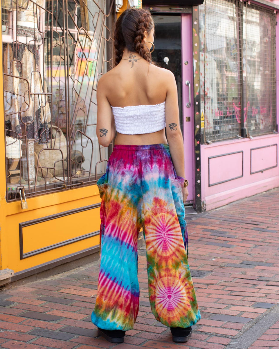 Multi Coloured Tie Dye Harem Pants Blue Unisex – blackpearlshop