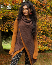 Lace Crochet Crossover Cardigan Camel/Brown