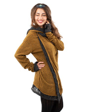 Solstice Crochet Lace Hooded Cardigan Jacket Camel/Grey