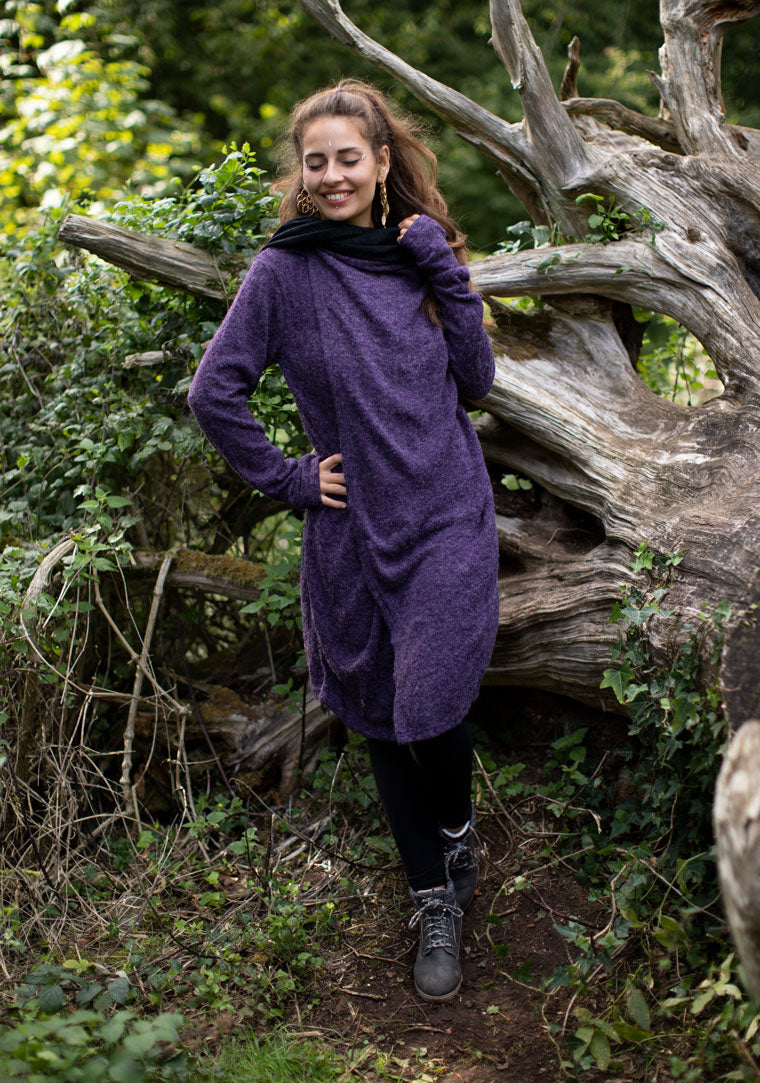 HOODED LONG CARDIGAN JACKET PURPLE –