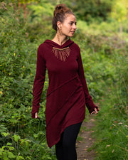 Hooded Pixie Dress Wine Red