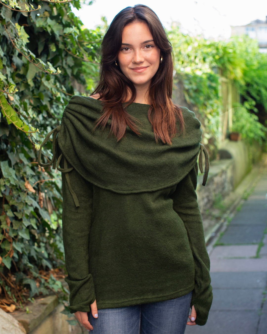 Off the Shoulder Jumper Forest Green