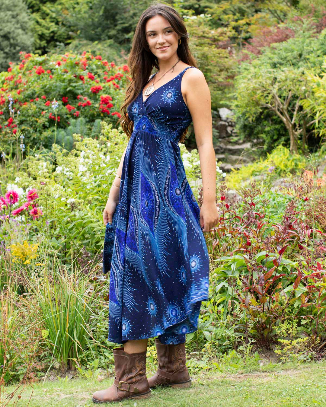 Shanti Bohemian Dress Blue Peacock