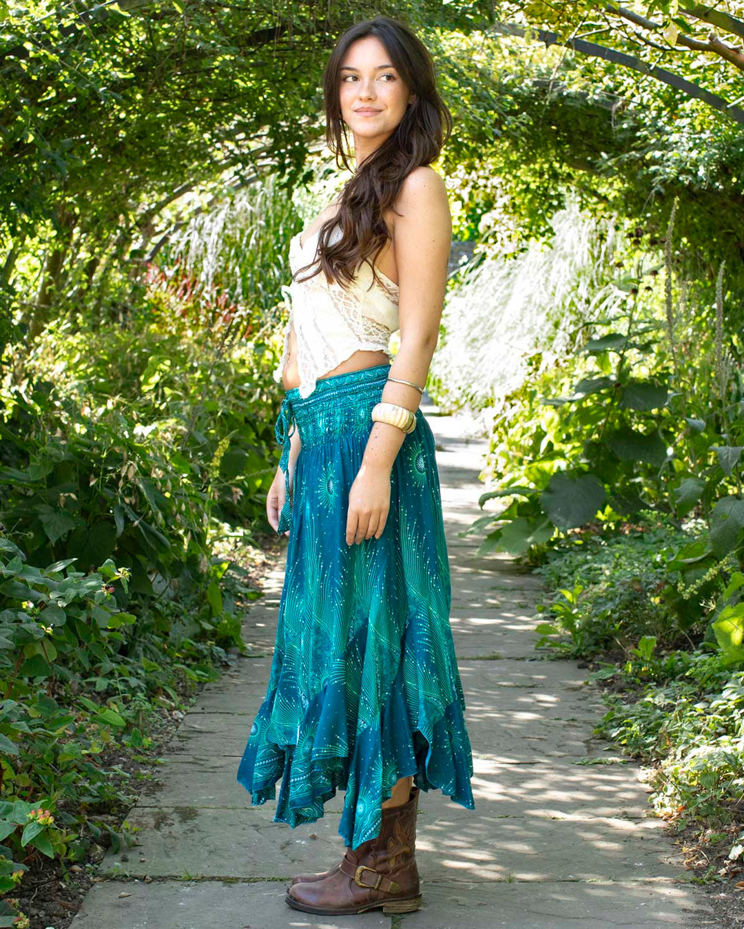 Pixie Ruffle Skirt Indian Peacock Turquoise