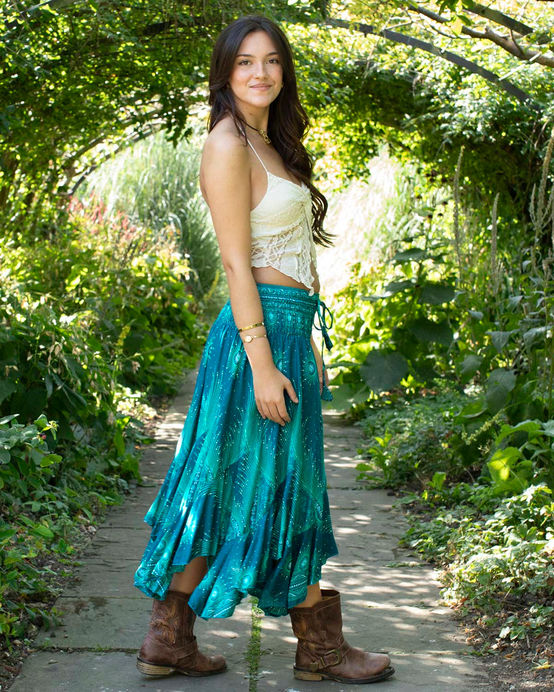 Pixie Ruffle Skirt Indian Peacock Turquoise