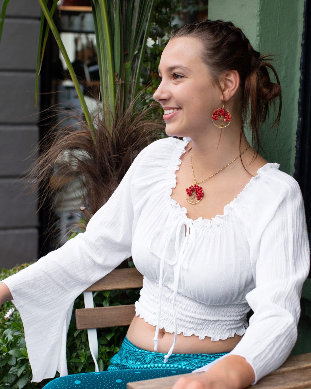 Boho Milkmaid Top White