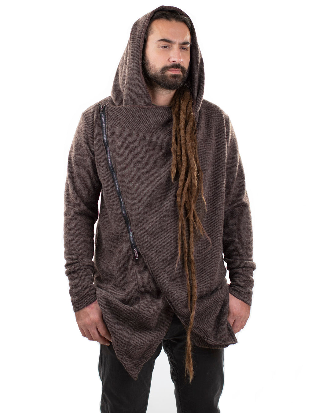 Aliteia Hooded Snood Cardigan Jacket Brown