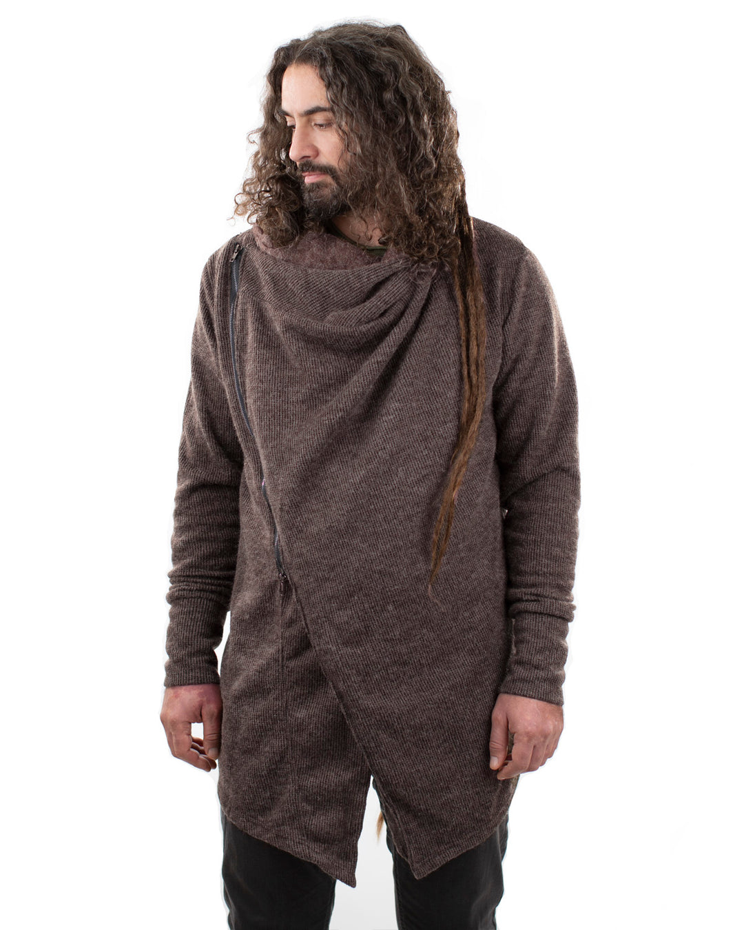 Aliteia Hooded Snood Cardigan Jacket Brown