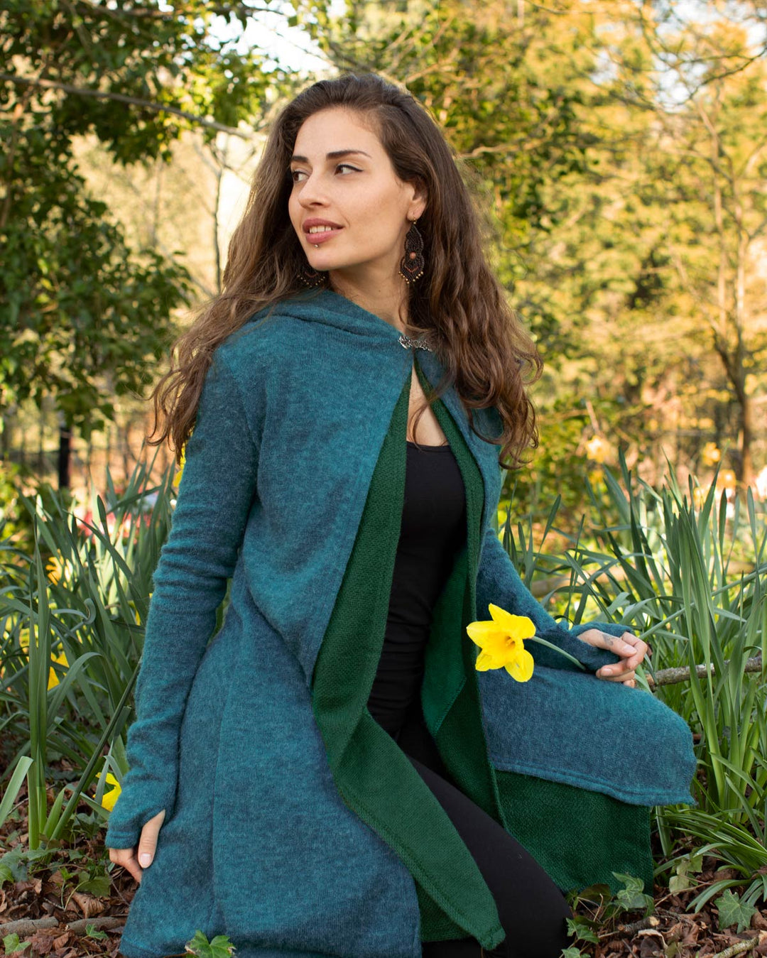 "Neiraida" Hooded Pixie Jacket Blue/Green