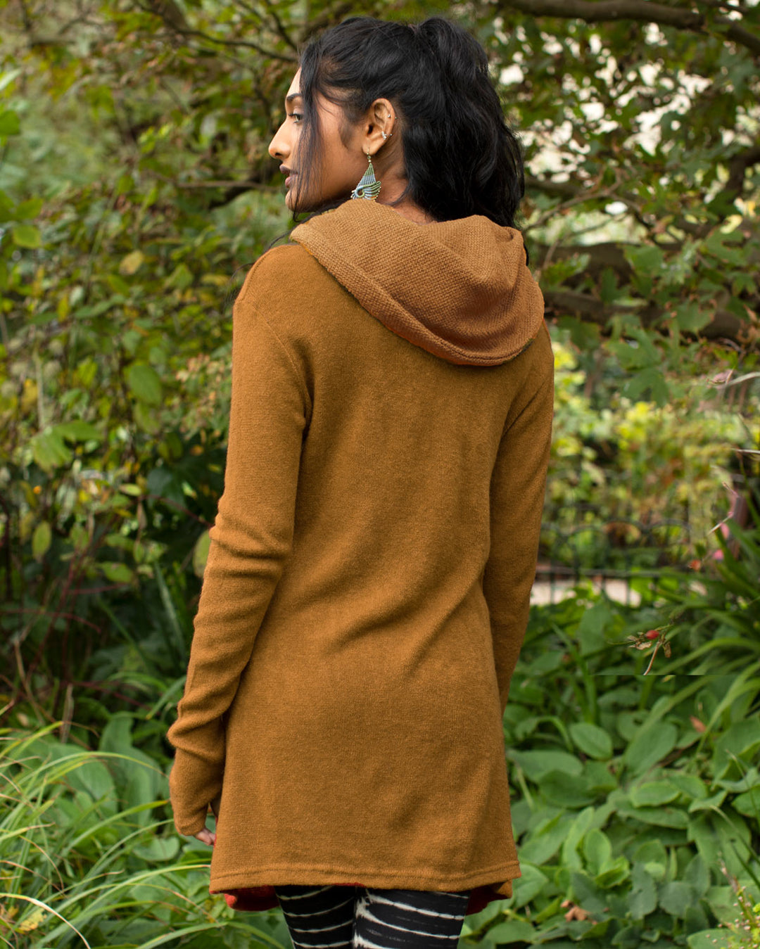 Thea Cowl Neck Hooded Cardigan Jacket Camel