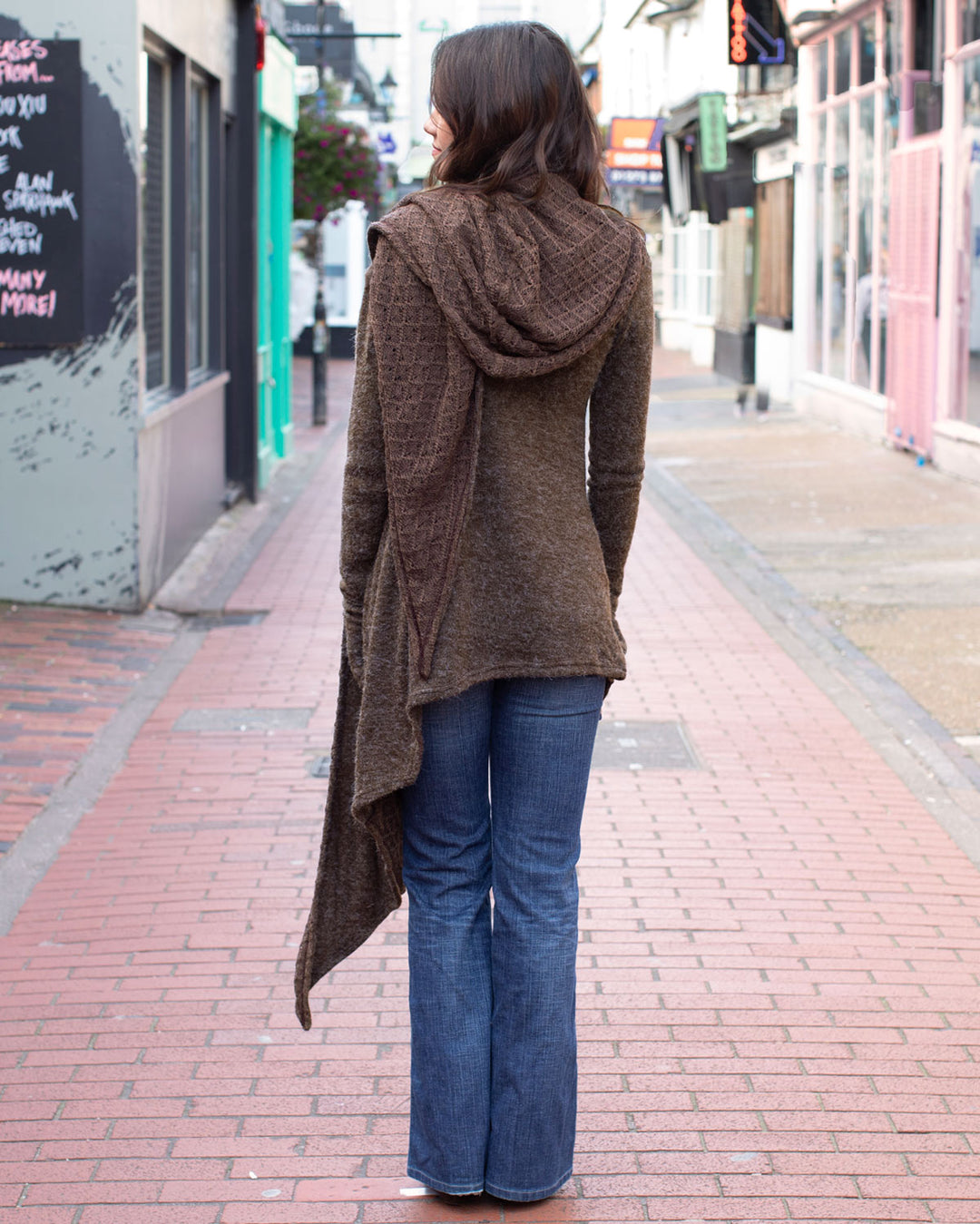 Lace Scarf Cardigan Brown