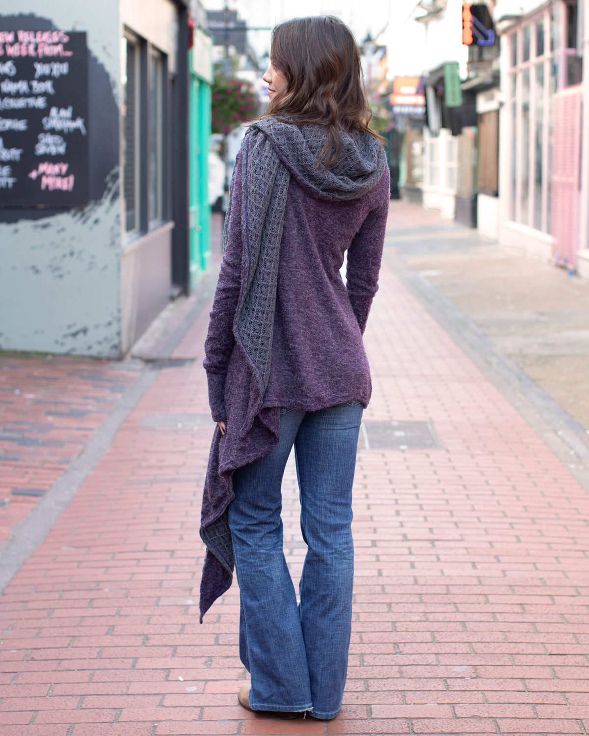 Lace Scarf Cardigan Purple/Grey – blackpearlshop.co.uk
