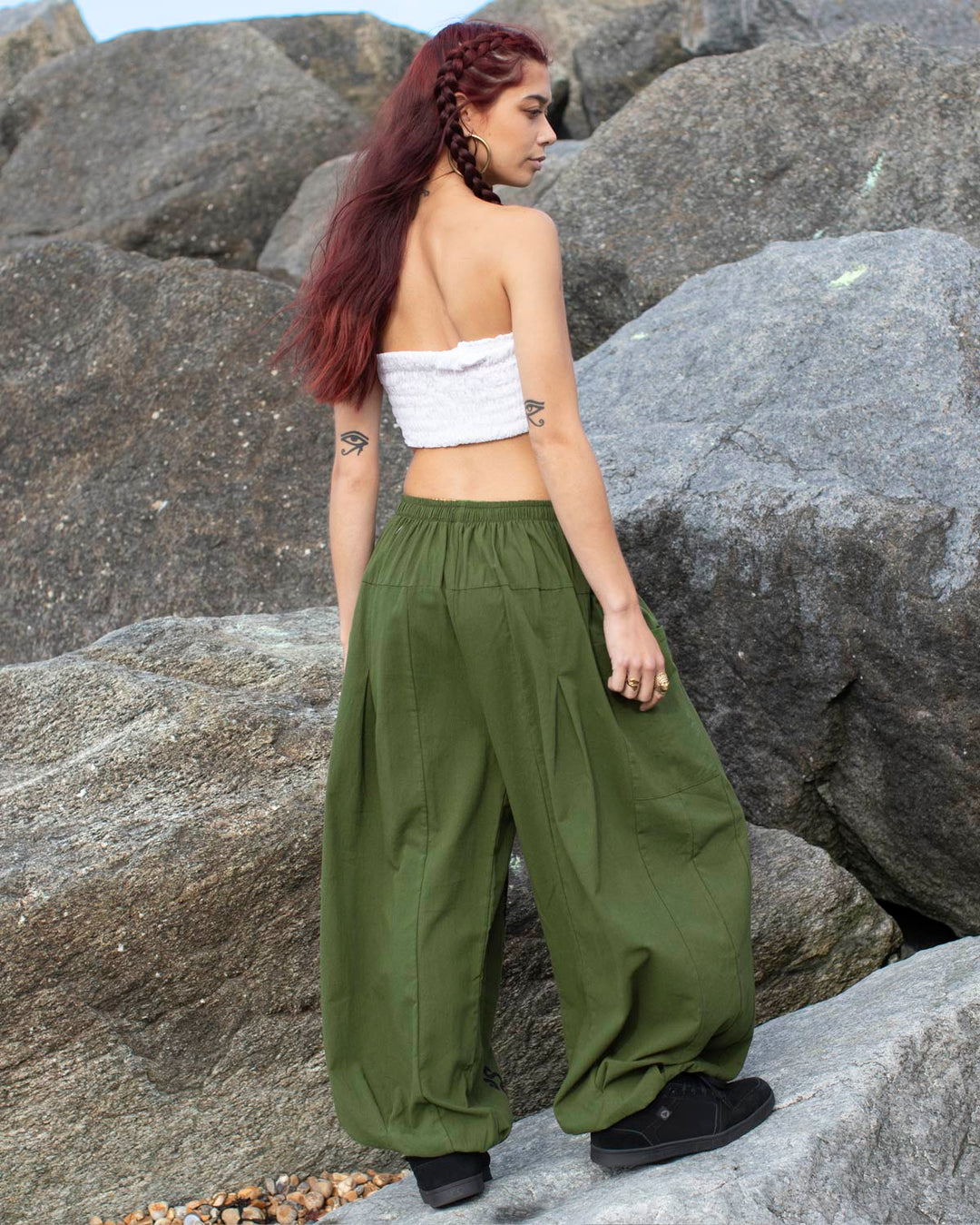 Ohm Indian Print Harem Pants Green