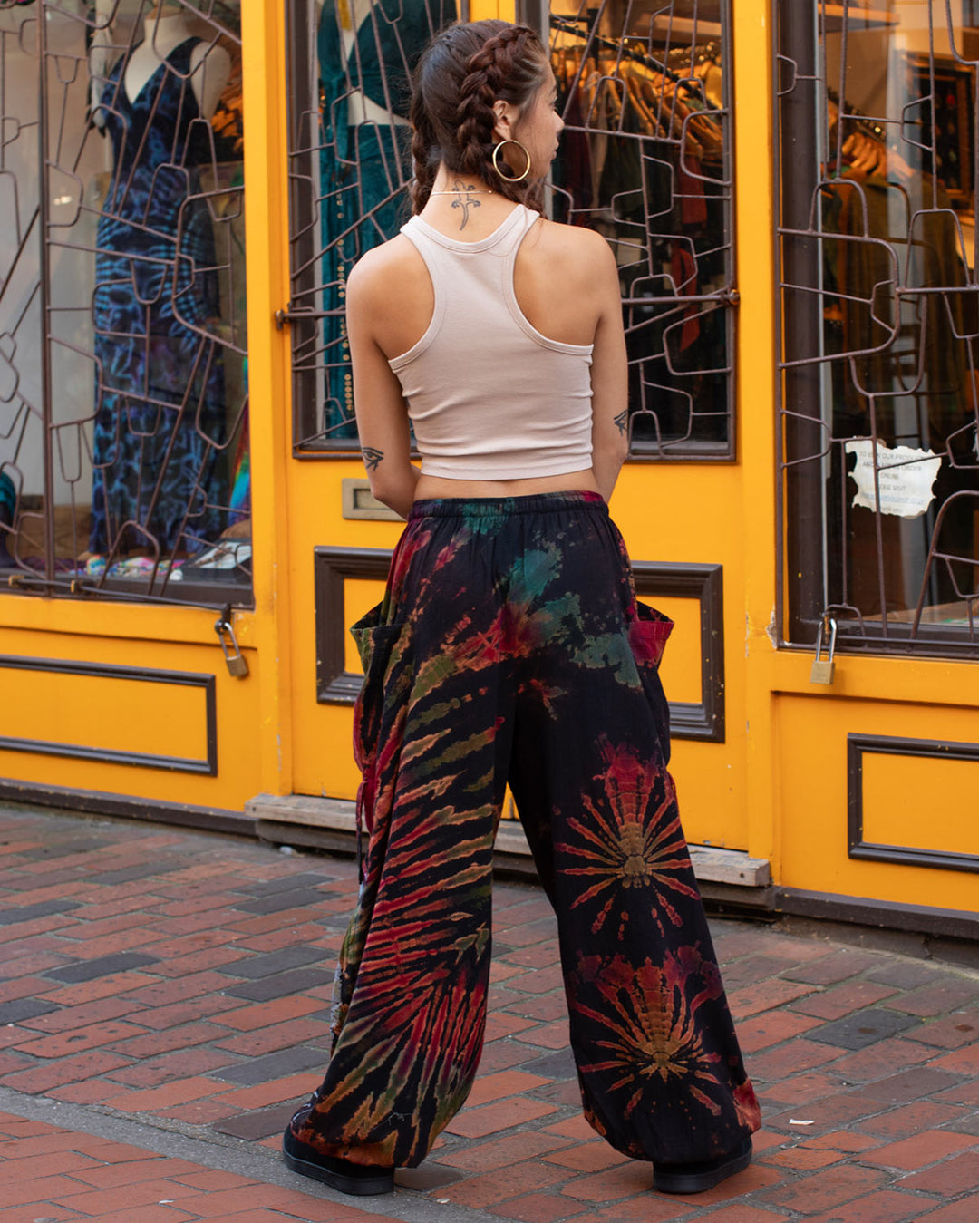 Black Spiral Tie Dye Harem Pants Unisex