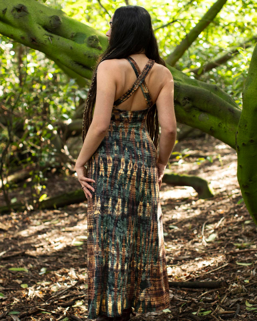 Tie Dye  Maxi Dress Earth Fractal