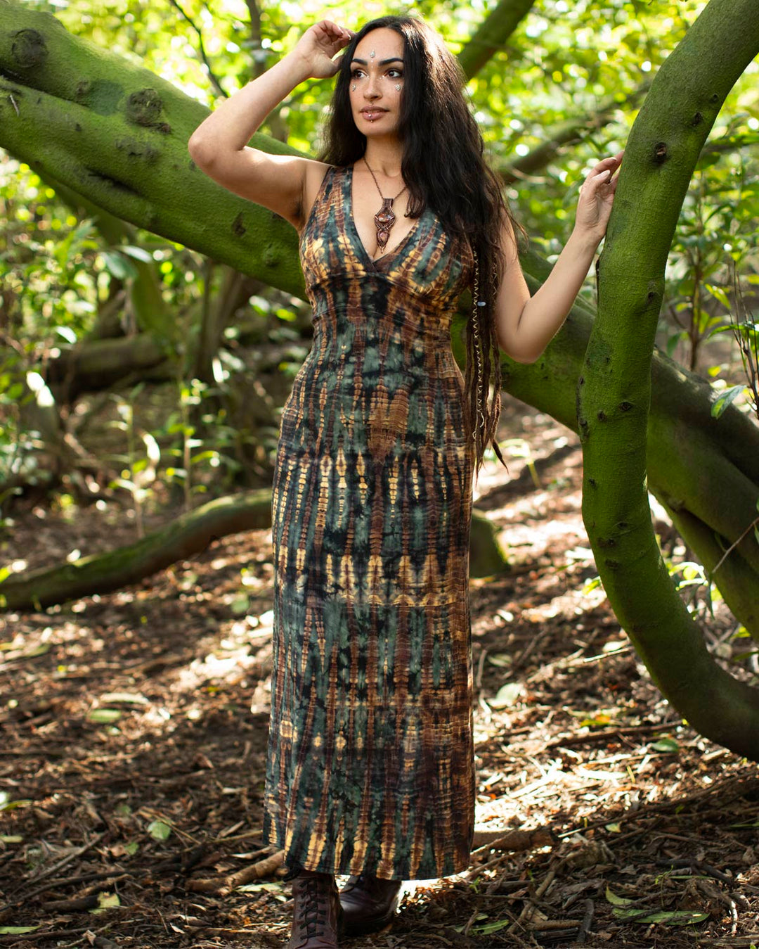 Tie Dye  Maxi Dress Earth Fractal