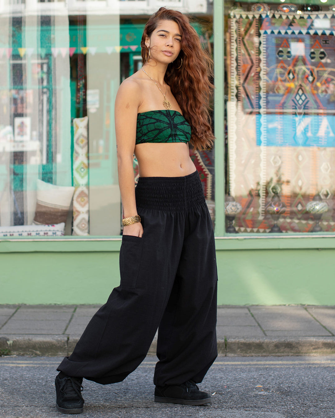 Cotton Harem Pants Black Unisex