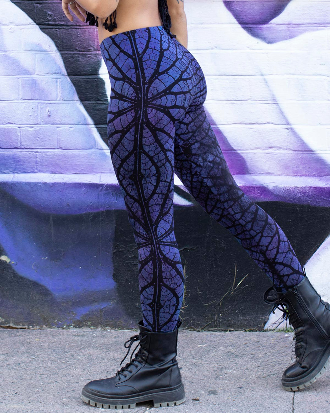 Tree of Life Fractal Tie Dye Leggings Purple/Blue