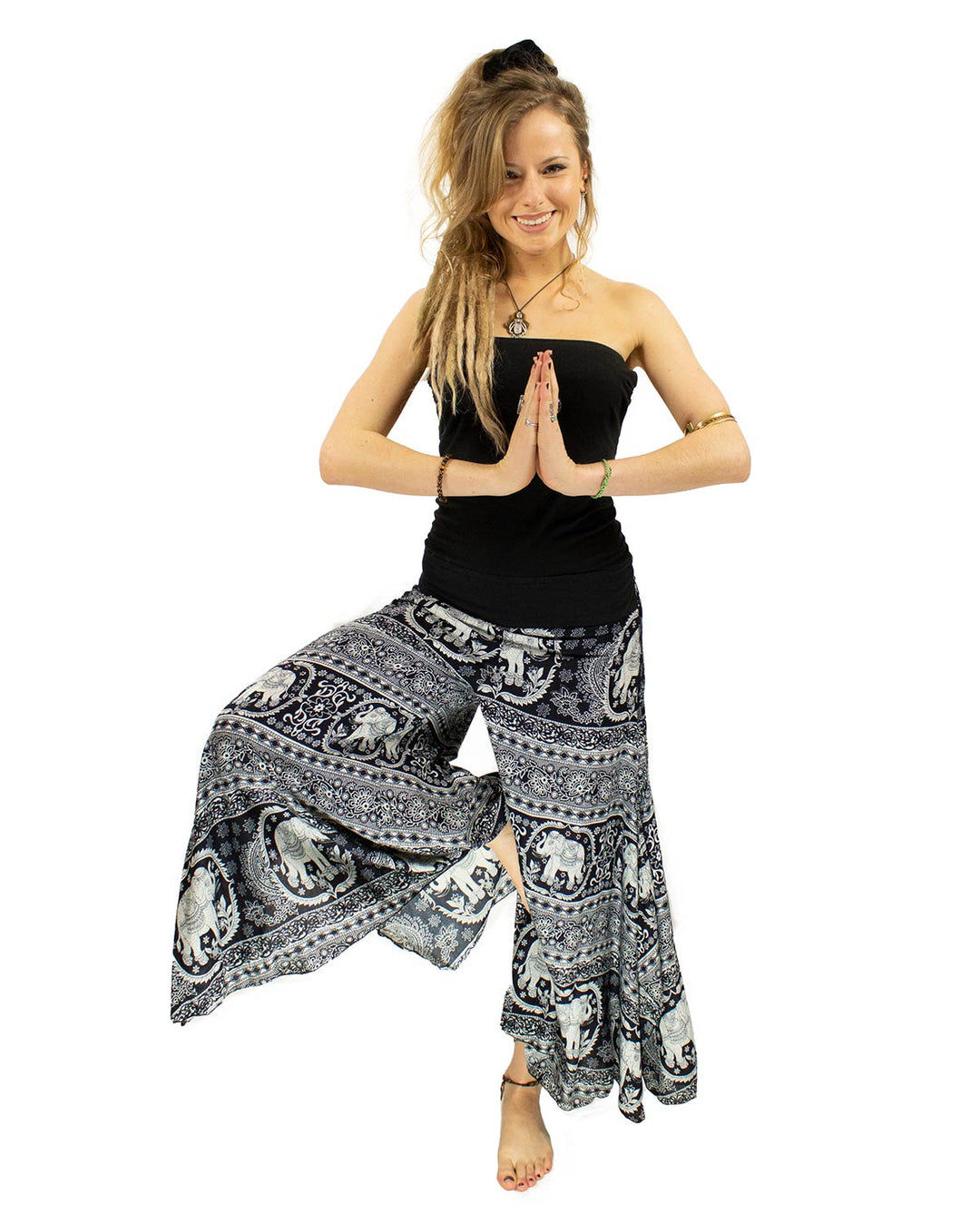 Elephant Palazzo Harem Pants Black