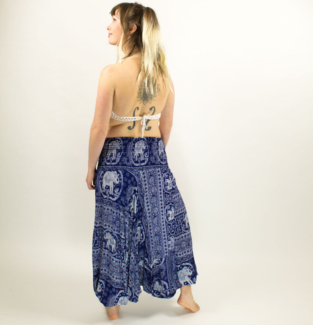 ELEPHANT PATTERNED HAREM PANTS - LOW CROTCH