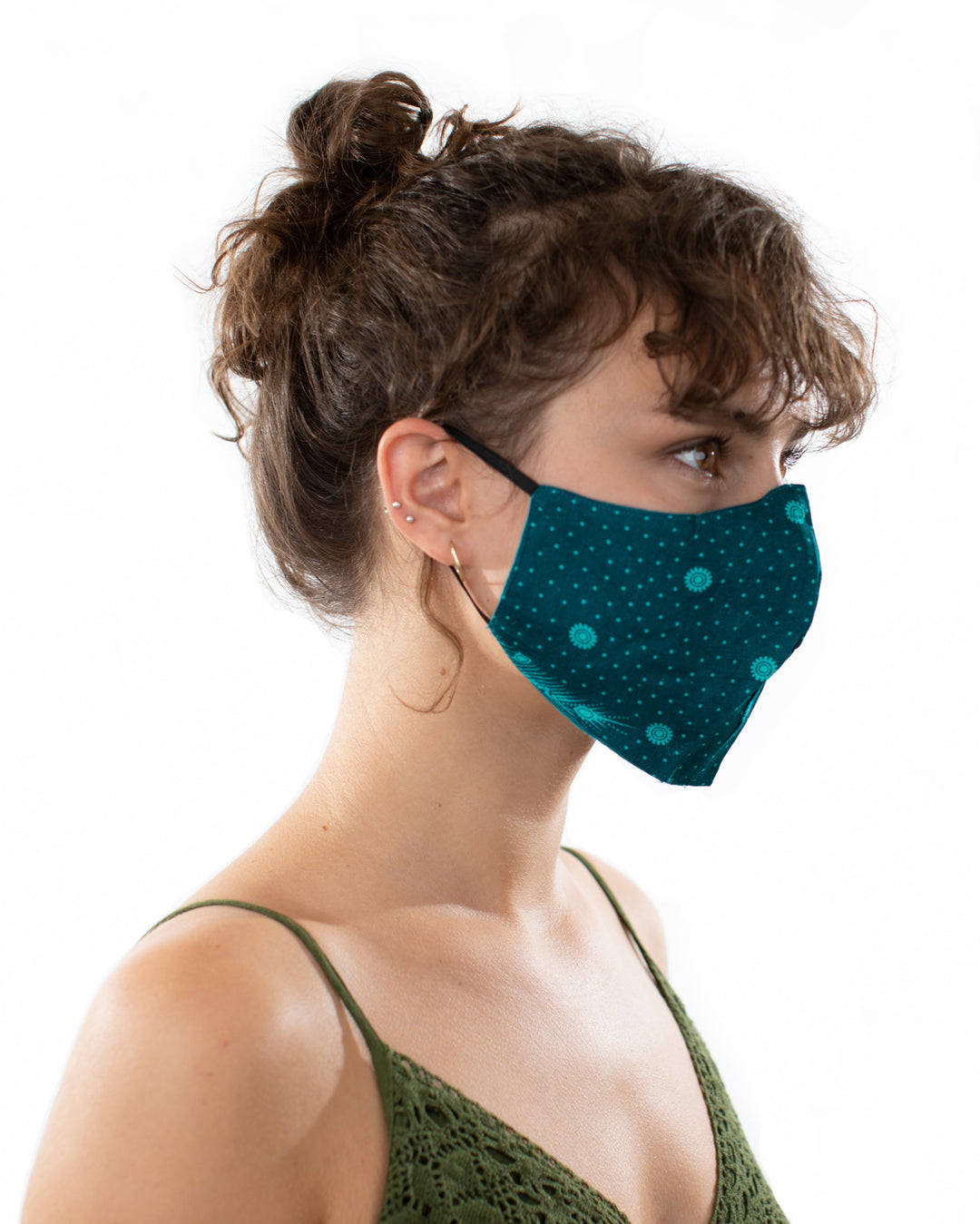 FITTED TWO LAYER REUSABLE FACE MASK TURQUOISE