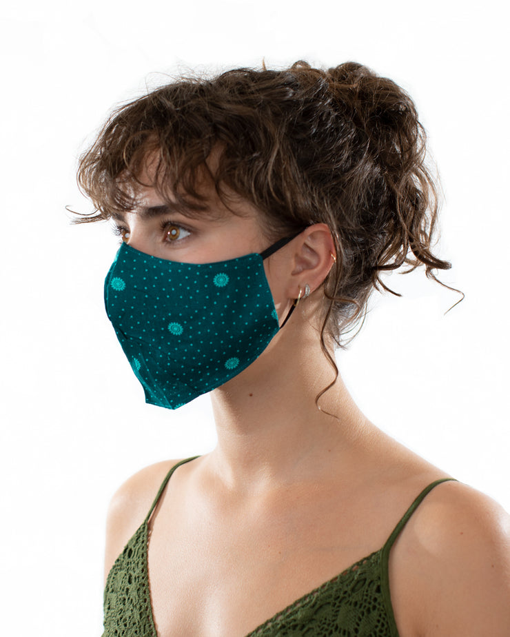 FITTED TWO LAYER REUSABLE FACE MASK TURQUOISE