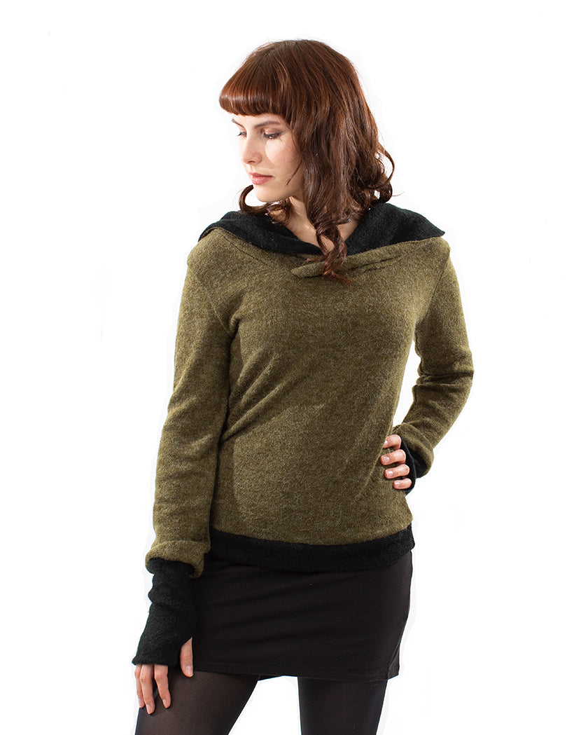 Lakshmi Handwarmer Jumper Olive Green