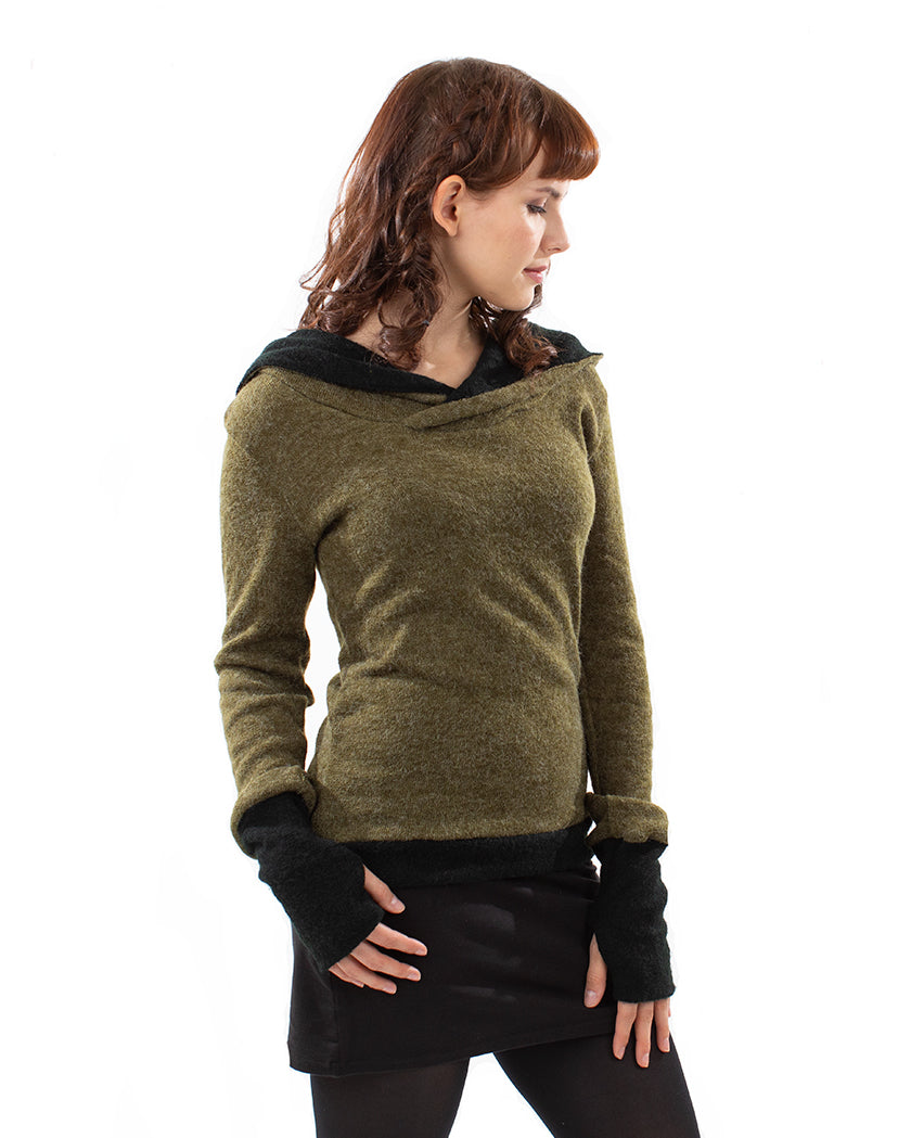 Lakshmi Handwarmer Jumper Olive Green