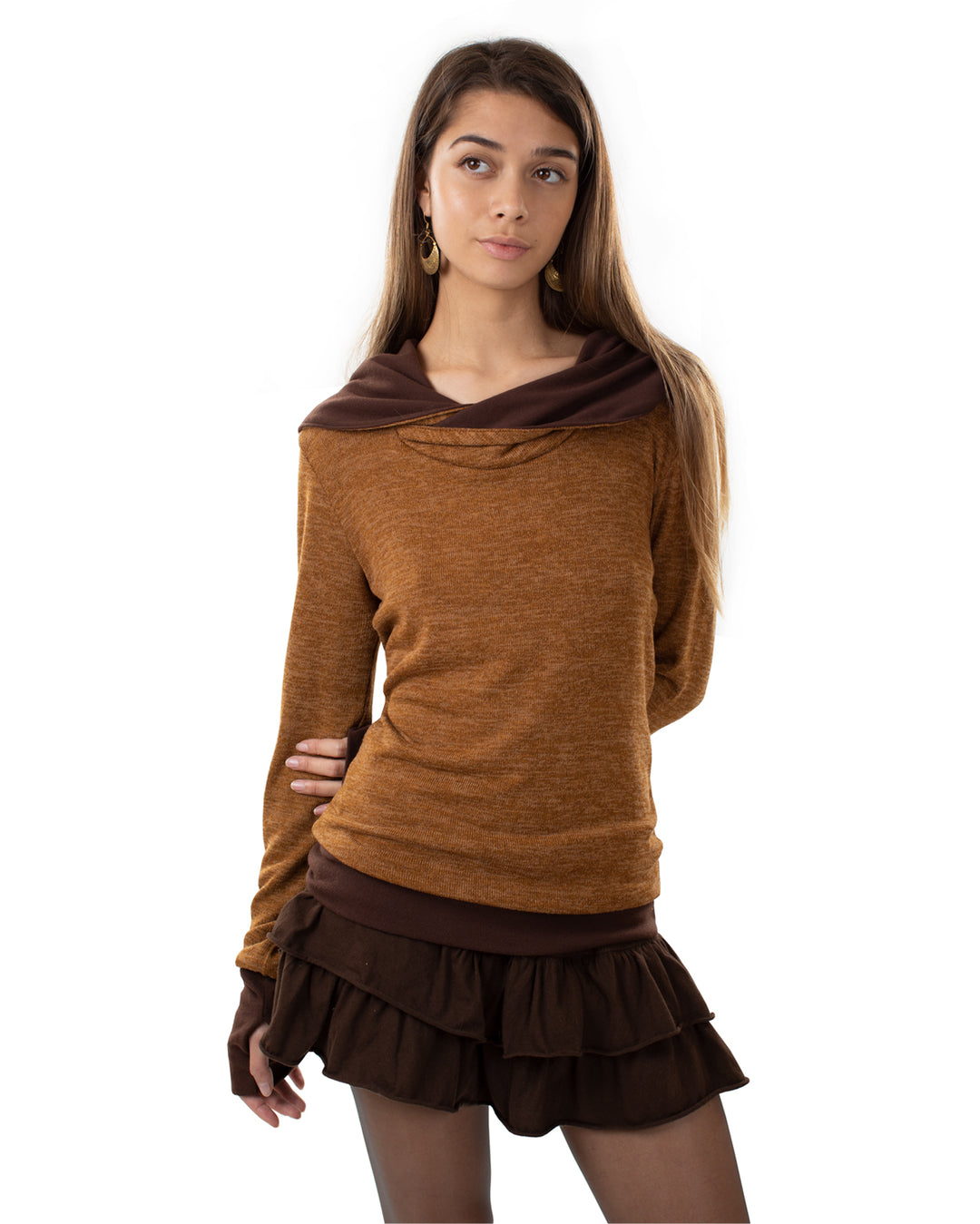 Lakshmi Handwarmer Jumper Camel/Brown