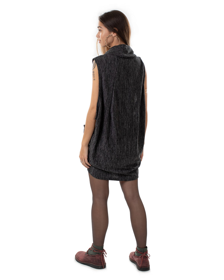 "Mystia" Sleeveless Pullover Tunic Dress Charcoal