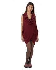 "Mystia" Sleeveless Pullover Tunic Dress Wine Red