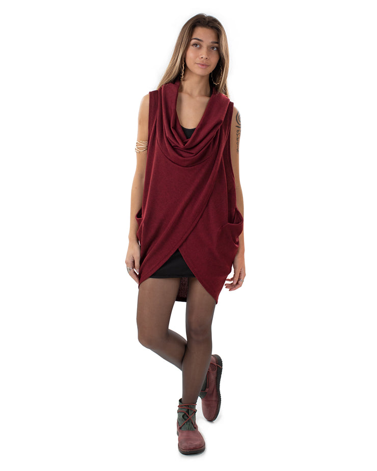 "Mystia" Sleeveless Pullover Tunic Dress Wine Red