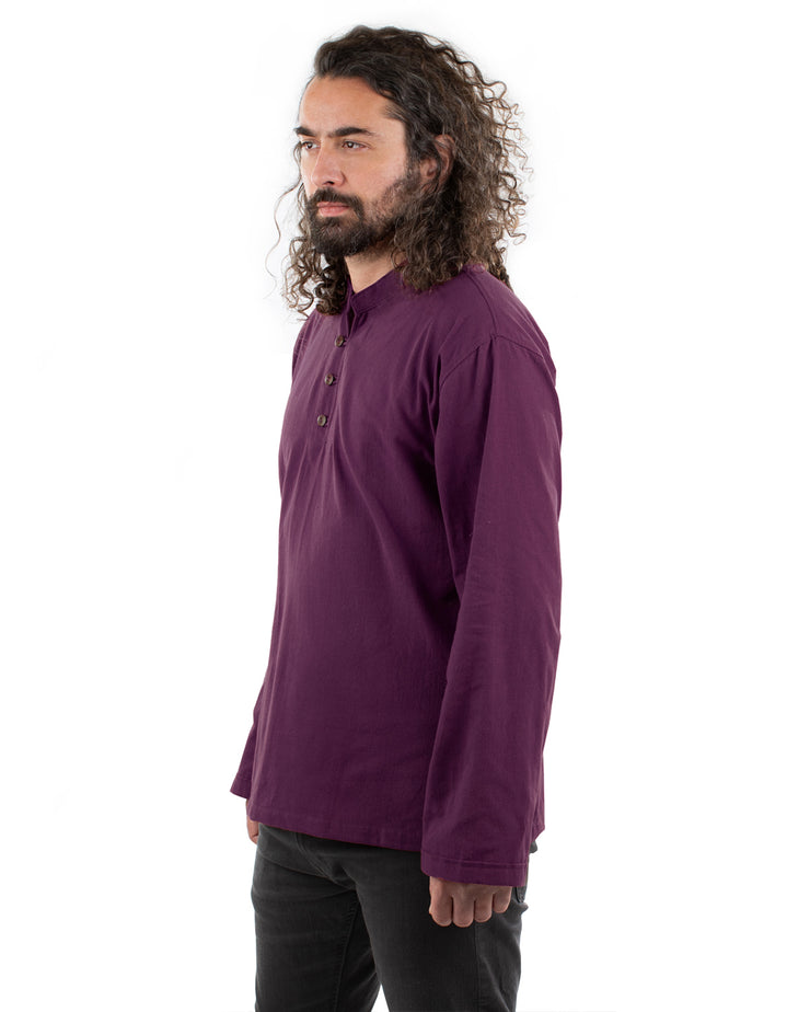 Long Sleeved Cotton Shirt Dark Purple