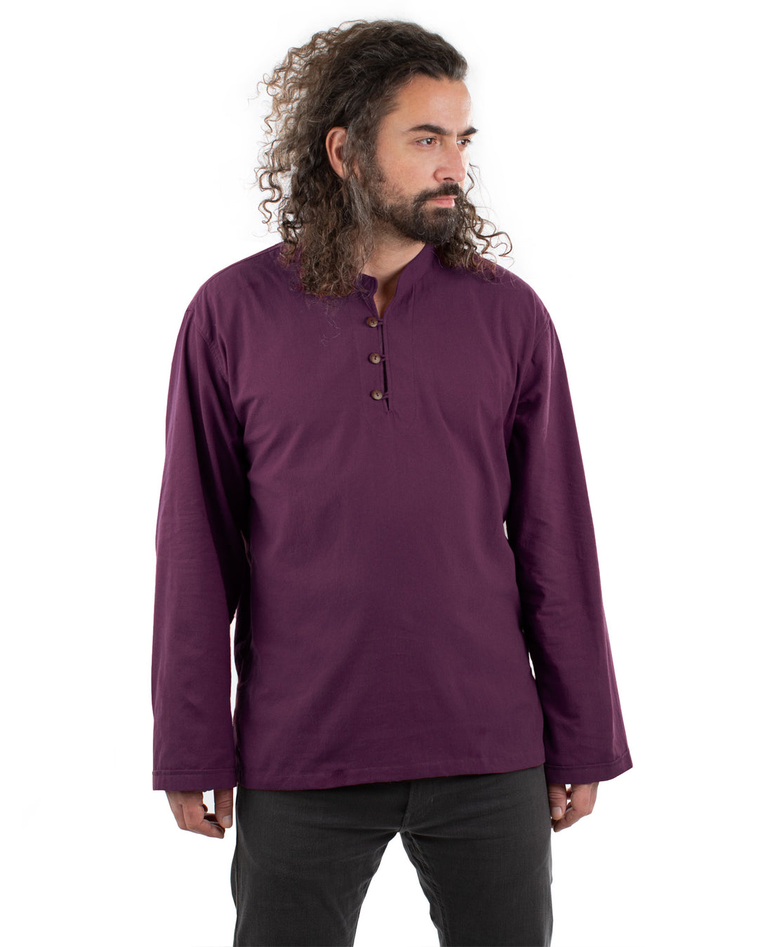 Long Sleeved Cotton Shirt Dark Purple