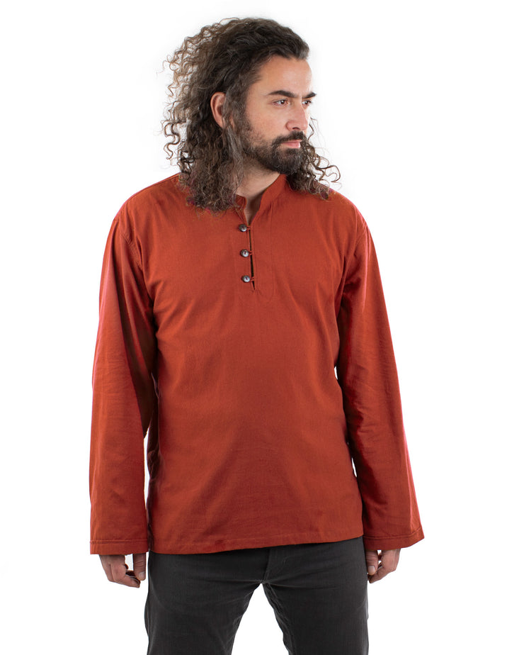 Long Sleeved Cotton Shirt Dark Orange