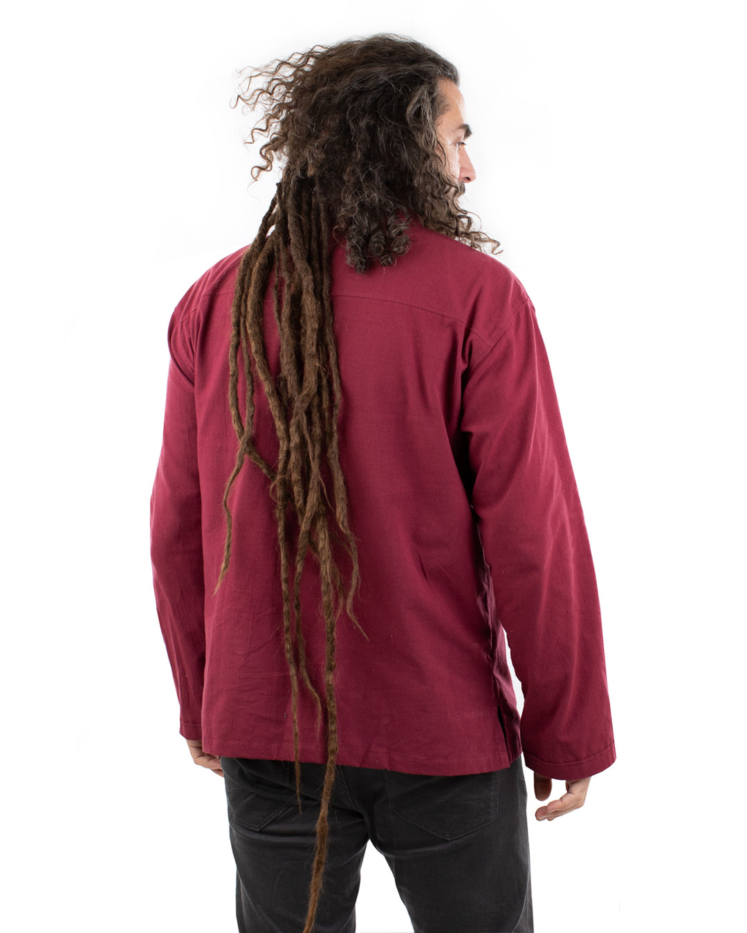 Long Sleeved Cotton Shirt Maroon