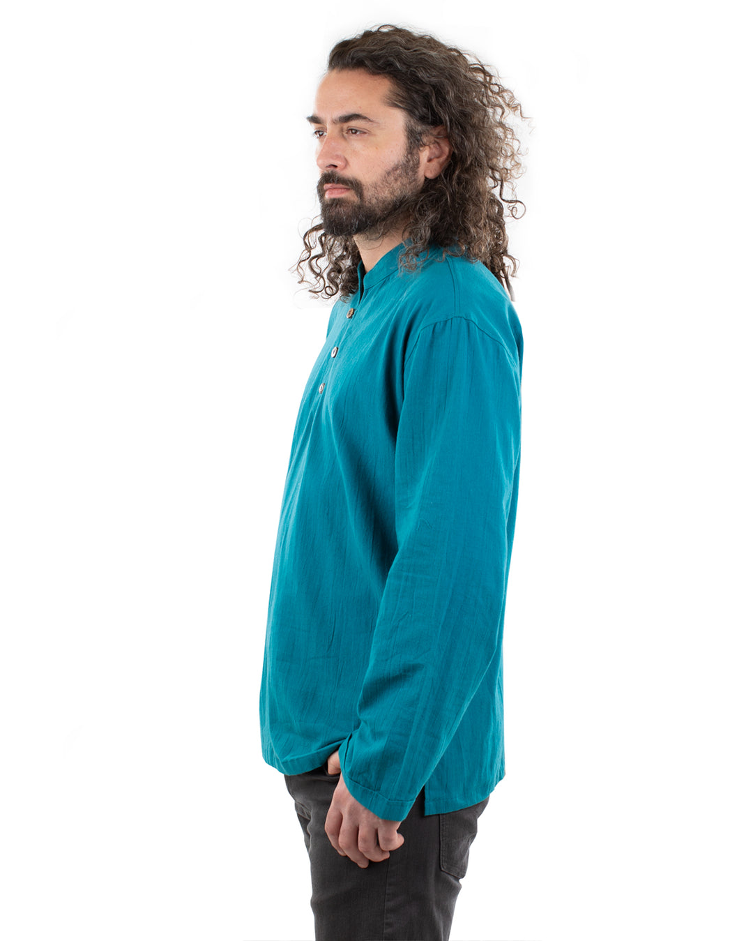 Long Sleeved Cotton Shirt Petrol