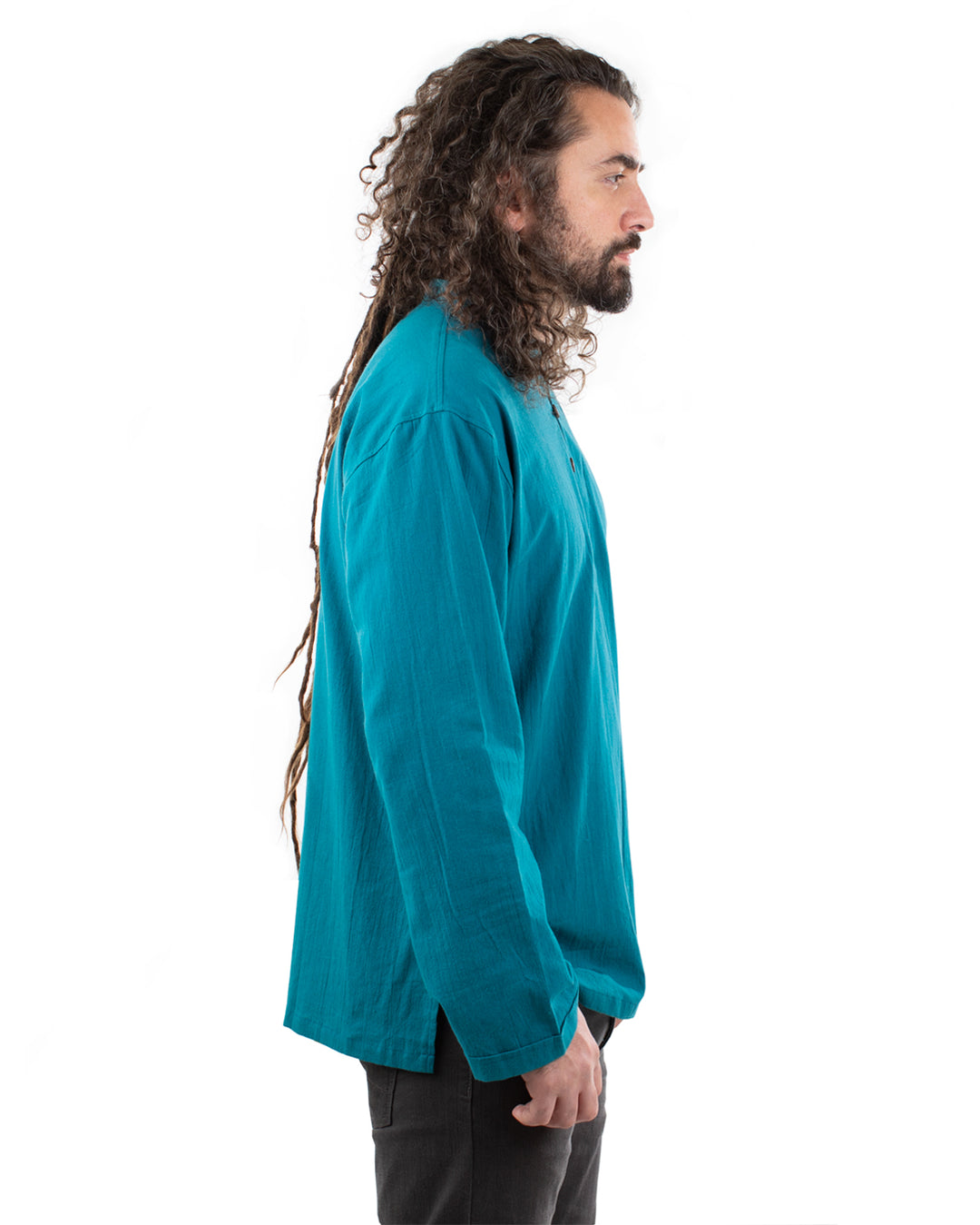 Long Sleeved Cotton Shirt Petrol