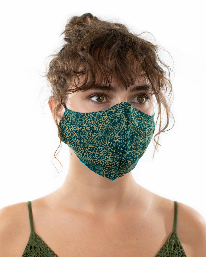 FITTED TWO LAYER REUSABLE FACE MASK TURQUOISE