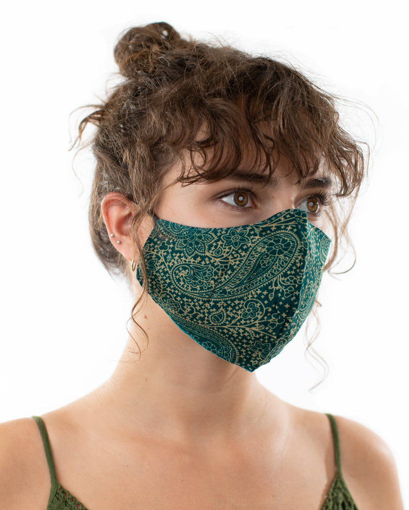 FITTED TWO LAYER REUSABLE FACE MASK TURQUOISE