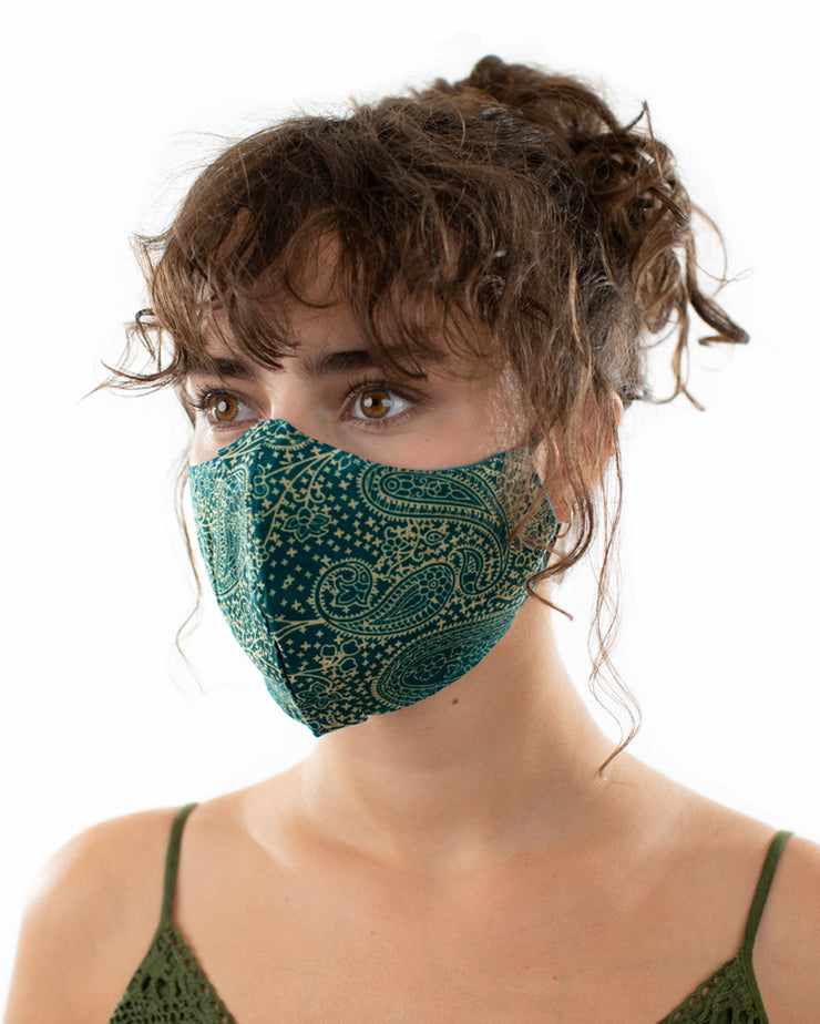 FITTED TWO LAYER REUSABLE FACE MASK TURQUOISE