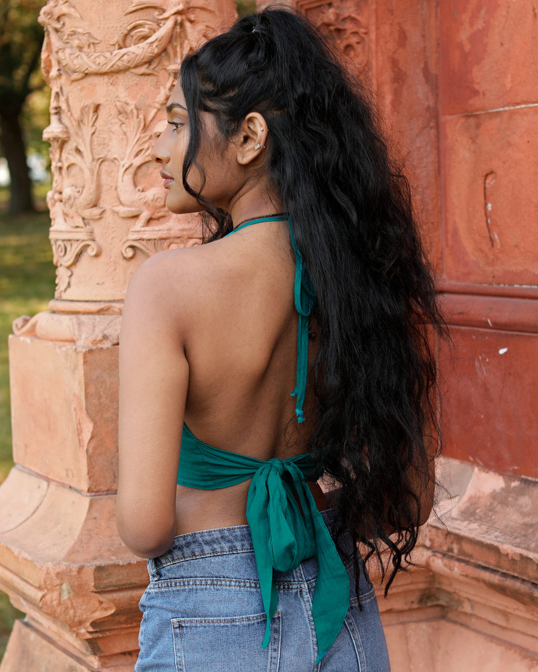 Cotton Bikini Crop Top Turquoise