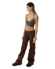Molecule Flared Combat Trousers Brown