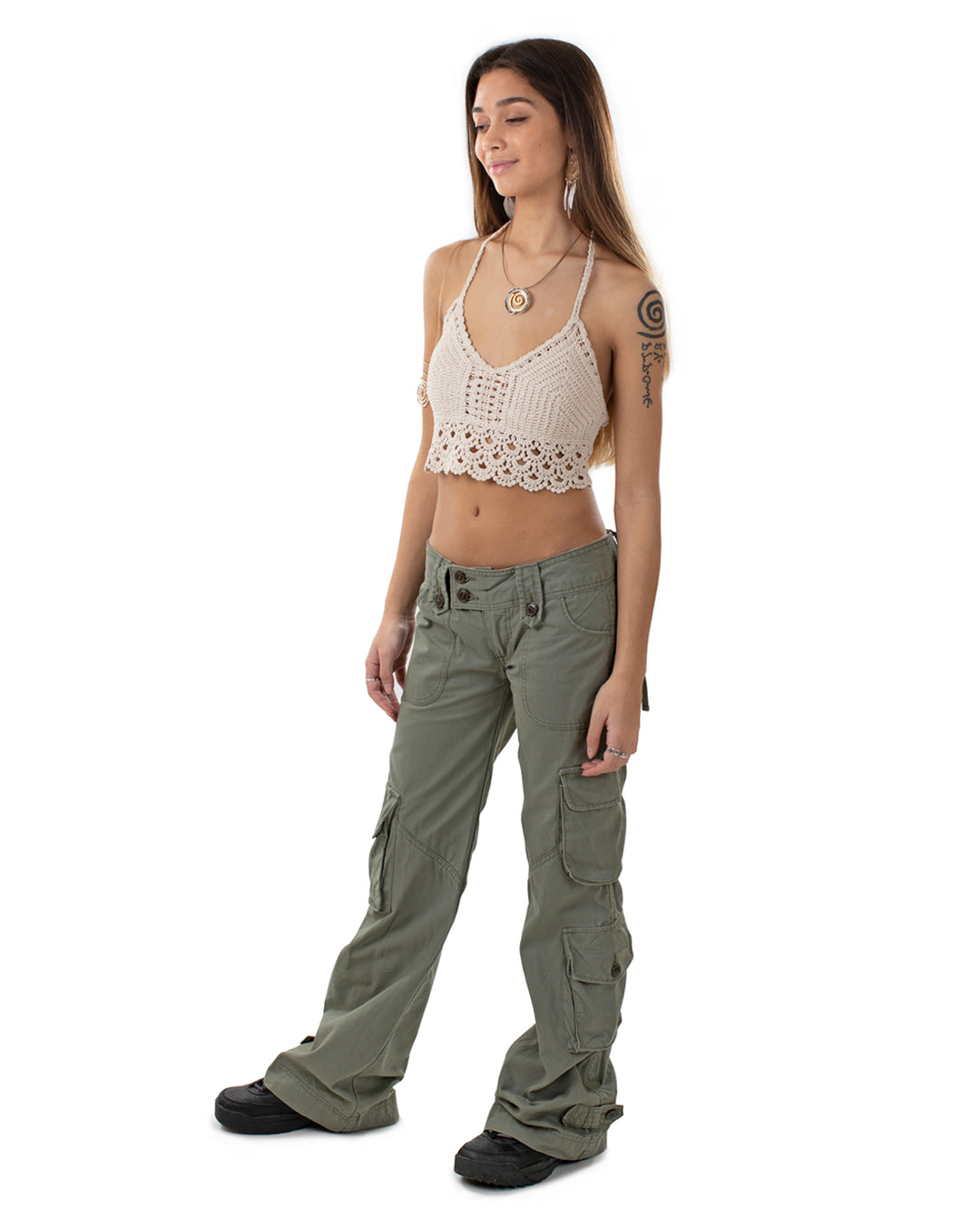 Molecule Flared Combat Trousers Green