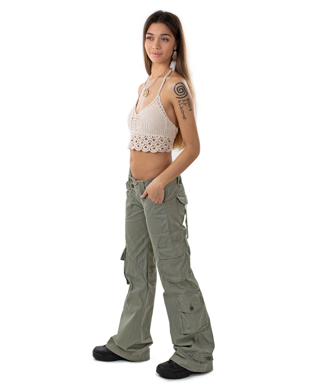 Molecule Flared Combat Trousers Green