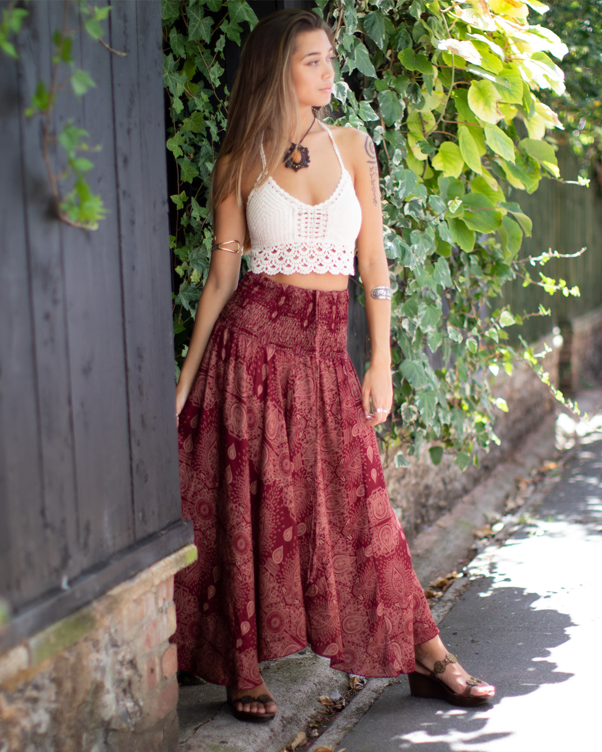 SotRong Long Boho Skirts for Women Bohemian Hippie Summer Midi Skirt  Vintage Floral Print Tie Waist A Line Swing Skirts Beige S : Amazon.co.uk:  Fashion