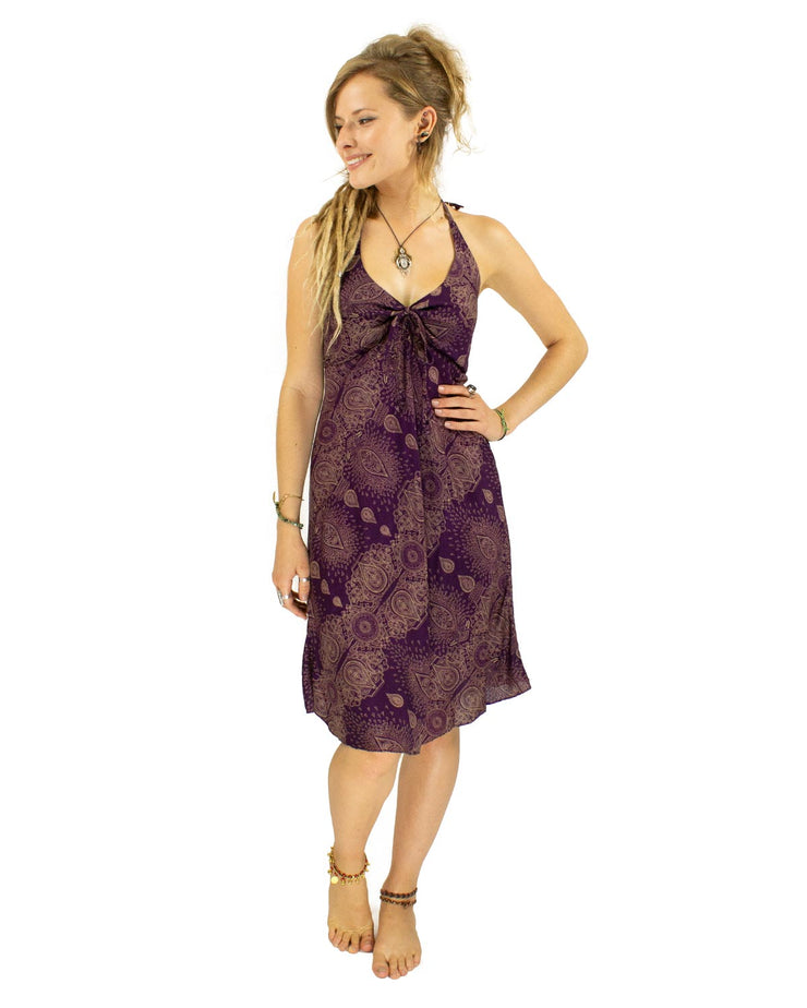 Pearl Halterneck Dress Purple