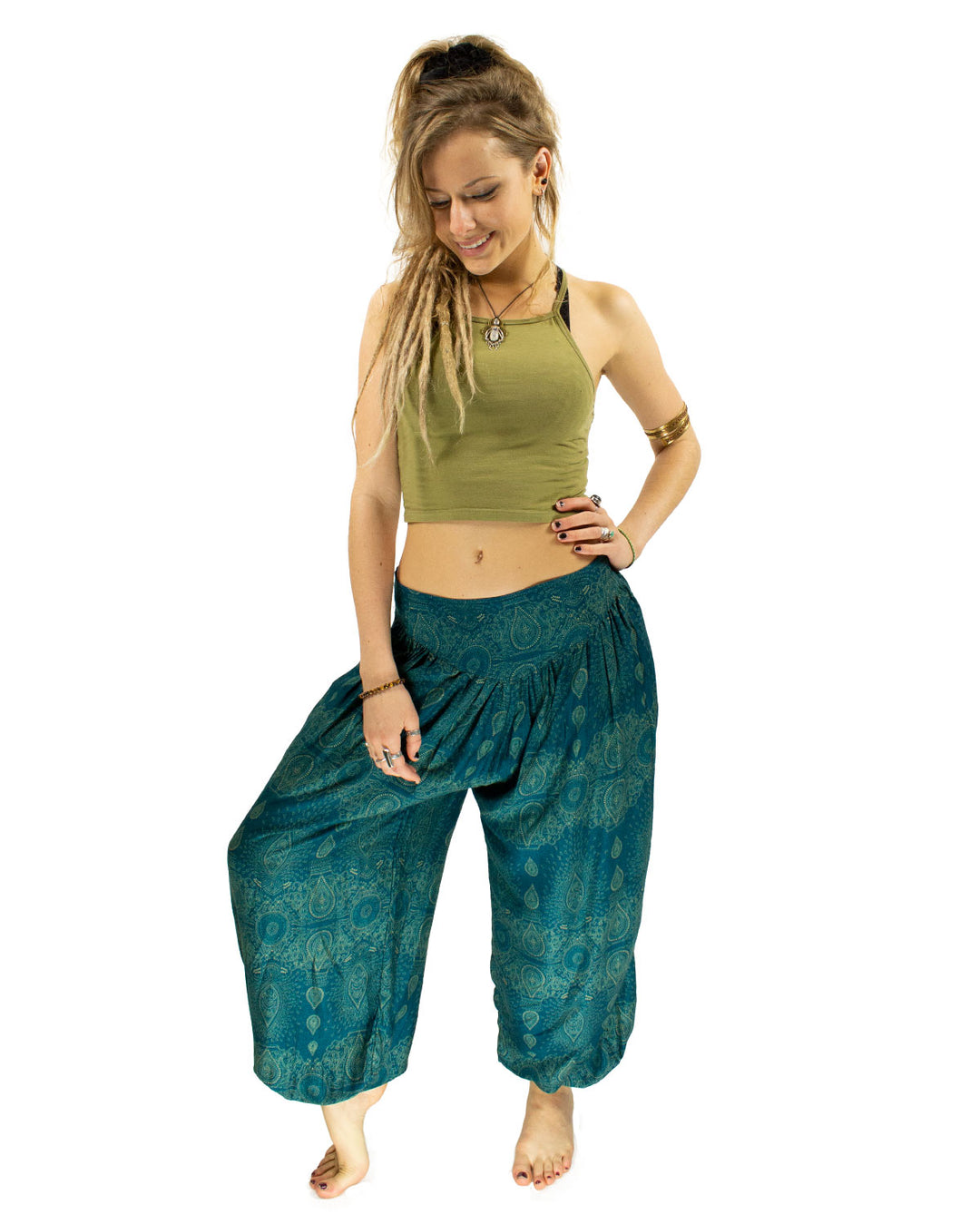 ALADDIN HAREM HIGH CROTCH PANTS TURQUOISE