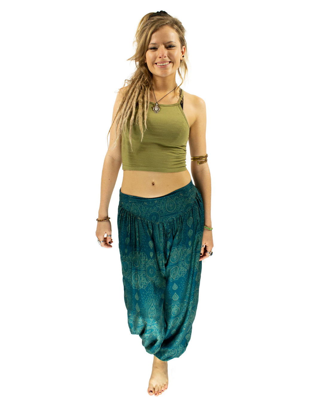 ALADDIN HAREM HIGH CROTCH PANTS TURQUOISE