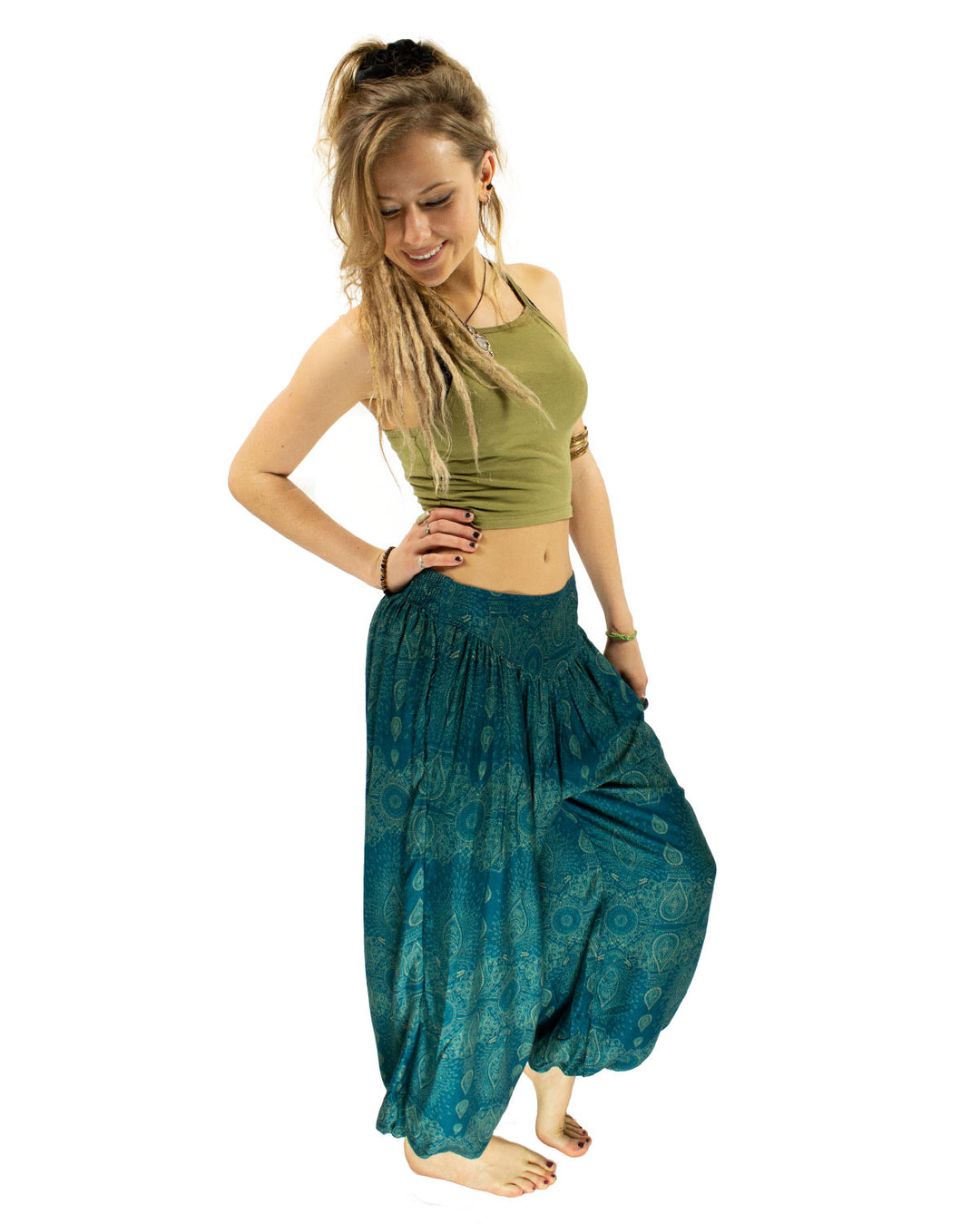 ALADDIN HAREM HIGH CROTCH PANTS TURQUOISE